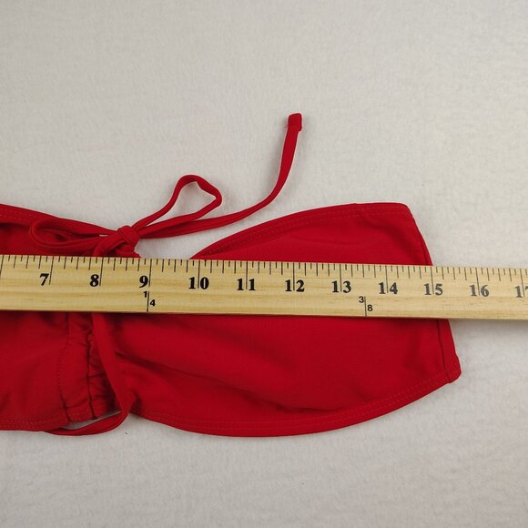 Red Strapless Cinched Cheeky Bikini Sz Large - Picture 7 of 9